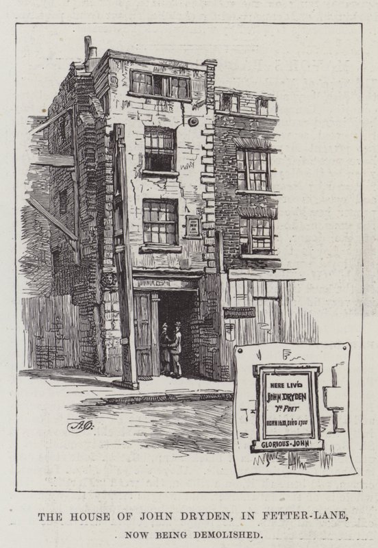 A Fetter-Lane-ben található John Dryden házát most lebontják alkotó: Alfred Robert Quinton