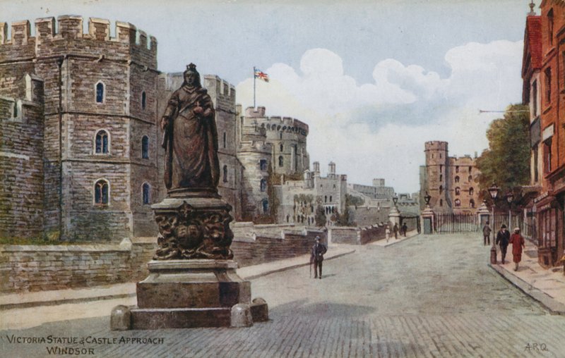 Viktória-szobor és a kastély megközelítése, Windsor alkotó: Alfred Robert Quinton