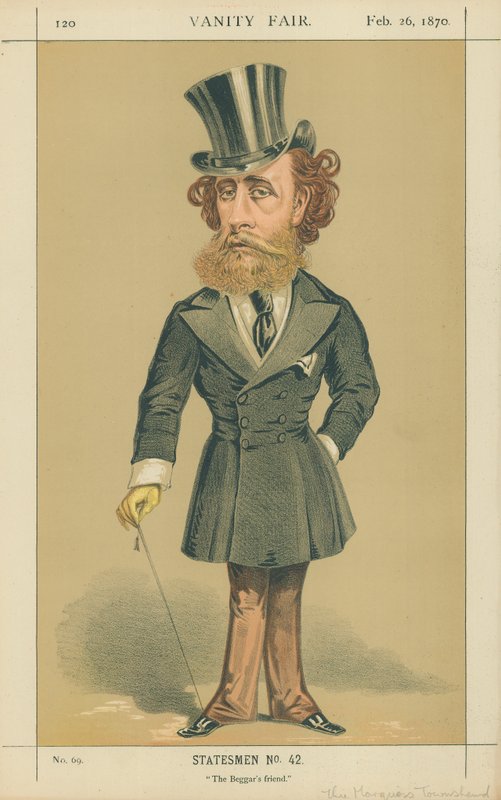 The Marquis (John) Townshend, A koldus barátja, 1870. február 26., Vanity Fair rajzfilm alkotó: Alfred Thompson