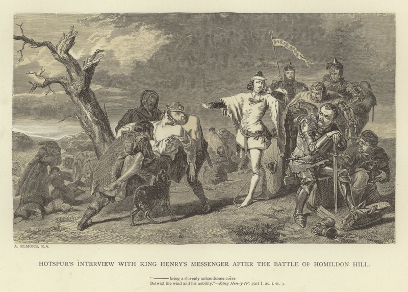 A Hotspur interjúja Henrik király hírnökével a Homildon Hill-i csata után alkotó: Alfred W. Elmore