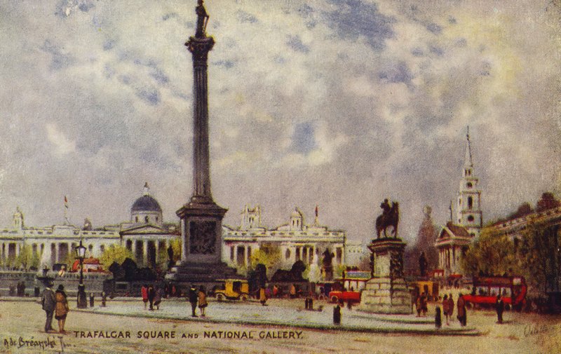 Trafalgar tér és a Nemzeti Galéria alkotó: Alfred de Breanski