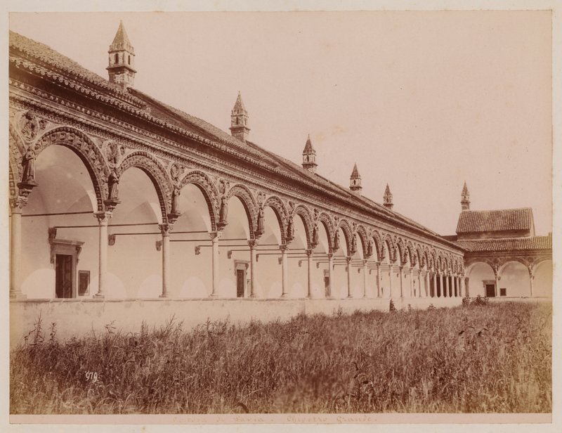 La Certosa di Pavia: Pavia: A nagy udvar (fekete-fehér fotó) alkotó: Alfredo Noack