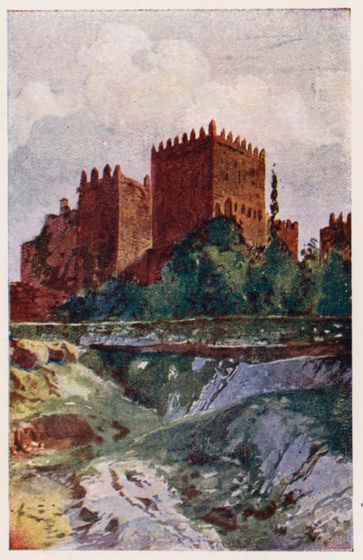 Guimaraes vára, Portugália (színes litográfia) alkotó: Alfredo Roque Gameiro
