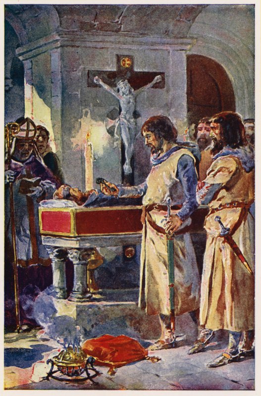 Martim de Freitas Toledóban (színes litográfia) alkotó: Alfredo Roque Gameiro
