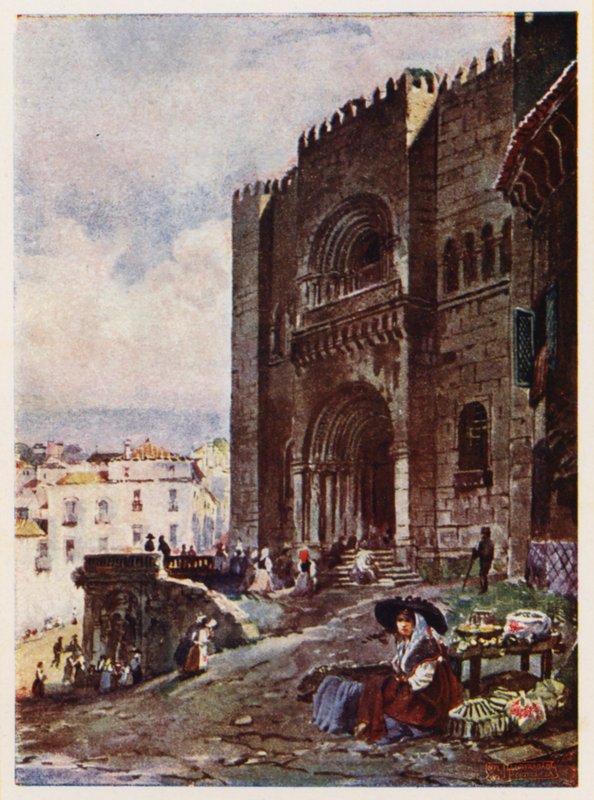 Coimbra óvárosa, Portugália (színes litográfia) alkotó: Alfredo Roque Gameiro