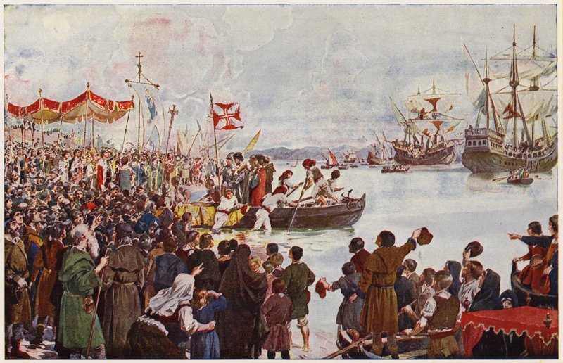 Vasco da Gama Indiába indul alkotó: Alfredo Roque Gameiro