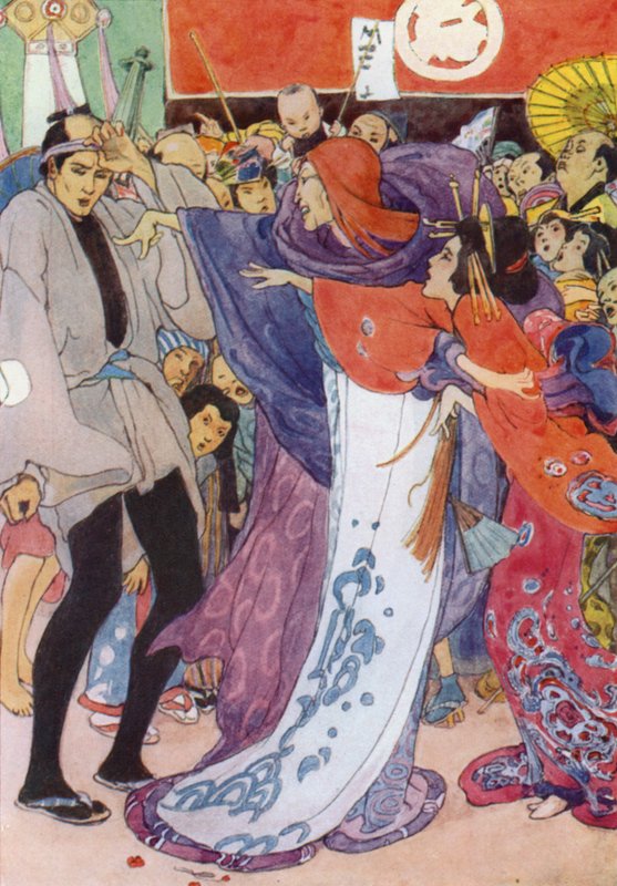 Illusztráció A Mikado története című filmhez (színes litó) alkotó: Alice Bolingbroke (after) Woodward