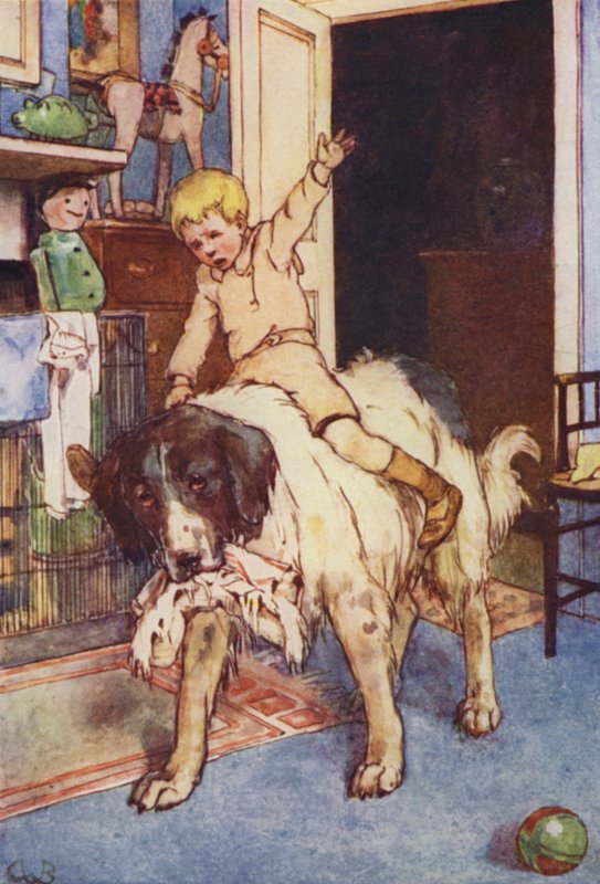 Michael a hátán ülve (színes litó) alkotó: Alice Bolingbroke (after) Woodward
