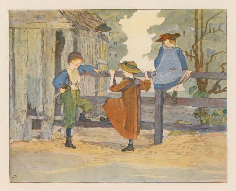 Fiúk és lányok (színes litográfia) alkotó: Alice Maud Beddington