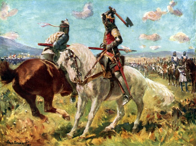 Harc Bruce Róbert király és Sir Henry de Bohun között Bannockburnben (színes litó) alkotó: Allan (after) Stewart