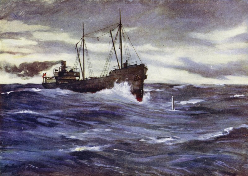 A Thordis collier egy német tengeralattjárót készül döngölni alkotó: Allan (after) Stewart