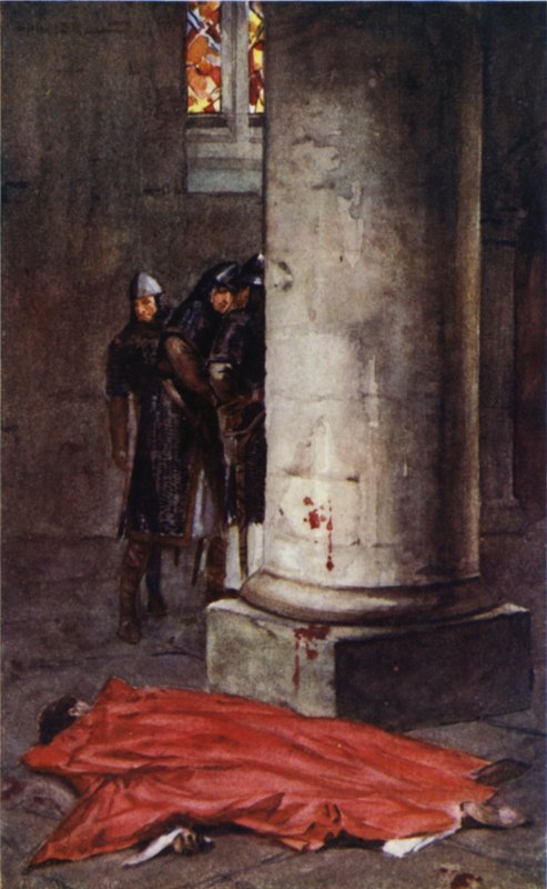 Becket Tamás meggyilkolása a canterburyi katedrálisban (színes litó) alkotó: Allan (after) Stewart