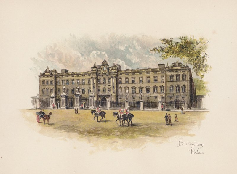 Ismerős London: Buckingham-palota (színes litográfia) alkotó: Allan F. Barraud