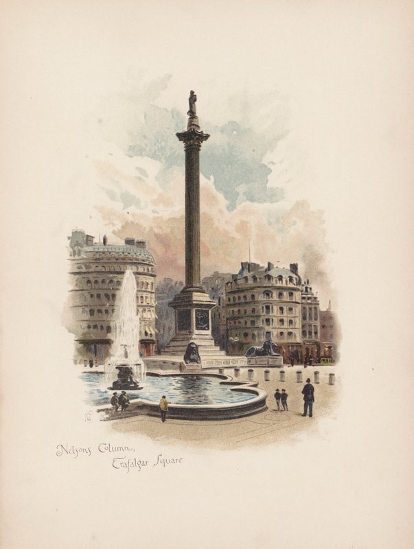 Ismerős London: Trafalgar Square (színes litográfia) alkotó: Allan F. Barraud
