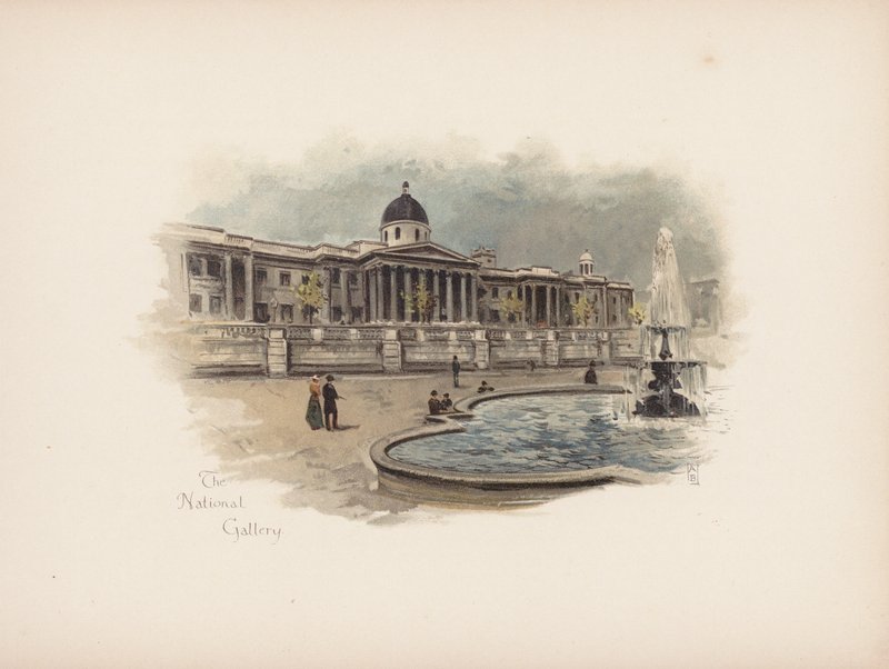 Ismerős London: Nemzeti Galéria (színes litográfia) alkotó: Allan F. Barraud