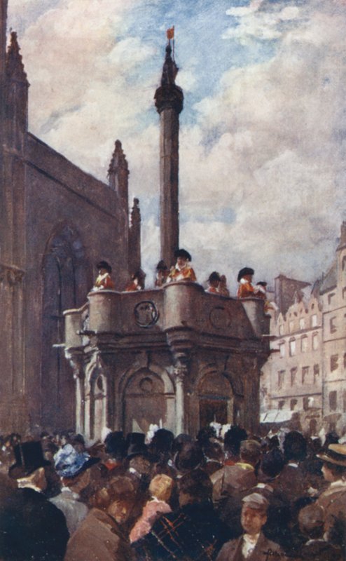 Királyi kiáltvány a Mercat kereszttől (színes litó) alkotó: Allan Stewart