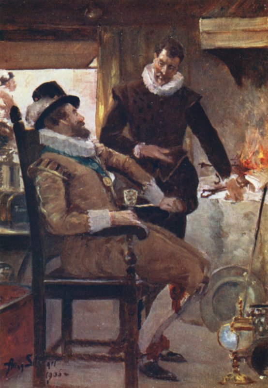 King James és George Heriot költséges tüze (színes litó) alkotó: Allan Stewart