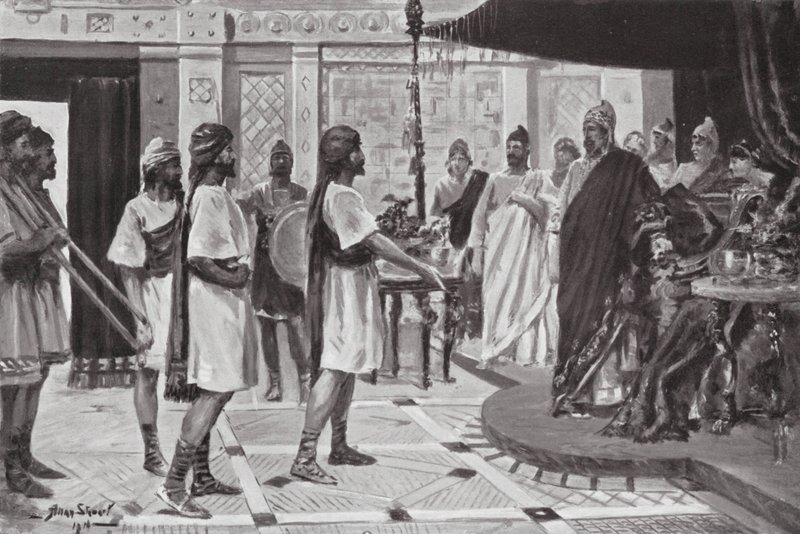 Midas of Phrygia szövetséget köt Urartuval (litho) alkotó: Allan Stewart
