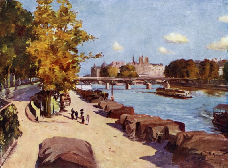 Párizs: Szajna és Ile de la Cite a Pont du Carrousel felől (színes litó) alkotó: Allan Stewart