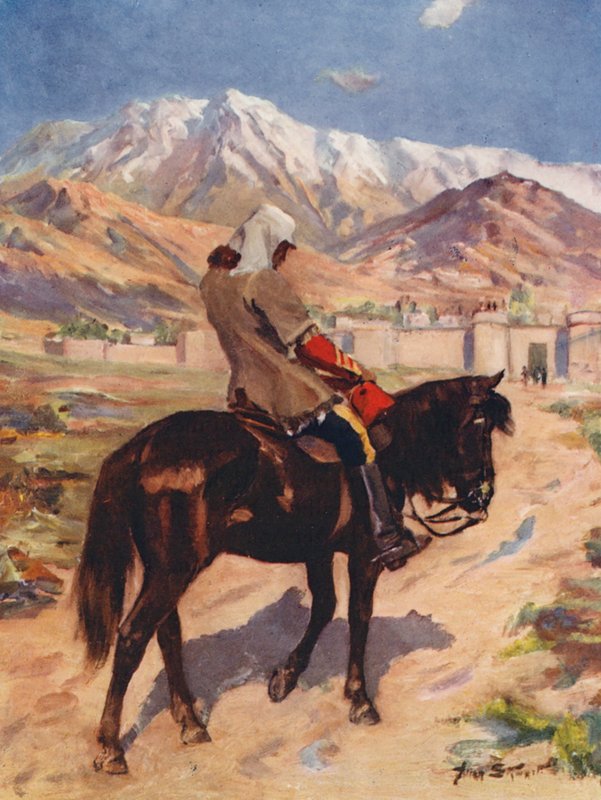 Egy hadsereg egyetlen túlélője, Dr. Brydon egyedül jut el Jallalabadba (színes lithó) alkotó: Allan Stewart