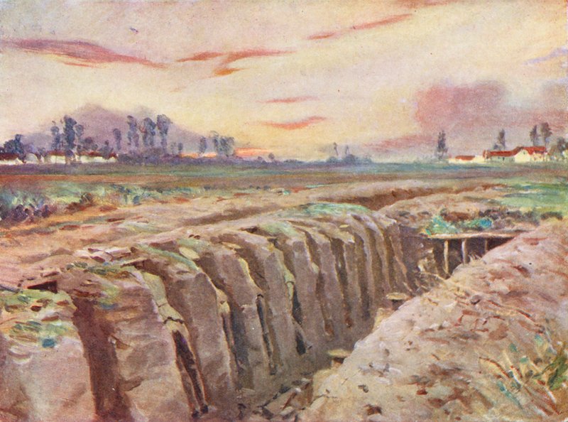 1. világháború: Brit lövészárkok Flandriában alkotó: Allan Stewart