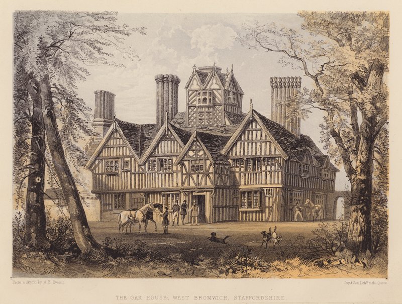 The Oak House, West Bromwich, Staffordshire (akvatinta) alkotó: Allen Edward Everitt