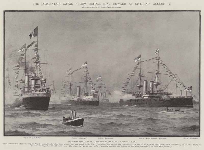 A Coronation Naval Review Edward király előtt Spitheadben, augusztus 16 alkotó: Alma Claude Burlton Cull
