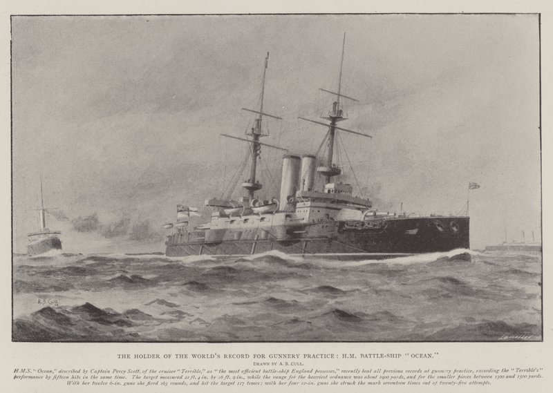 A tüzérségi gyakorlat világrekordjának tulajdonosa, a HM Battle-Ship Ocean alkotó: Alma Claude Burlton Cull