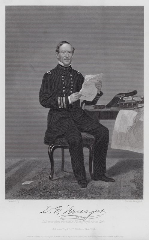 David Glascoe Farragut (metszet) alkotó: Alonzo (after) Chappel