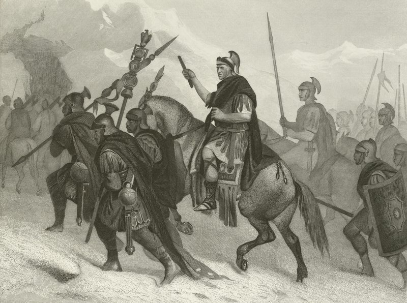 Hannibál és serege az Alpokon átkelve, Kr.e. 218 alkotó: Alonzo Chappel