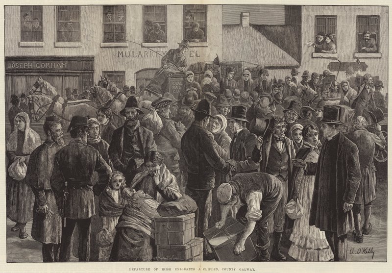 Ír emigránsok indulása Clifdenben, Galway megyében alkotó: Aloysius O