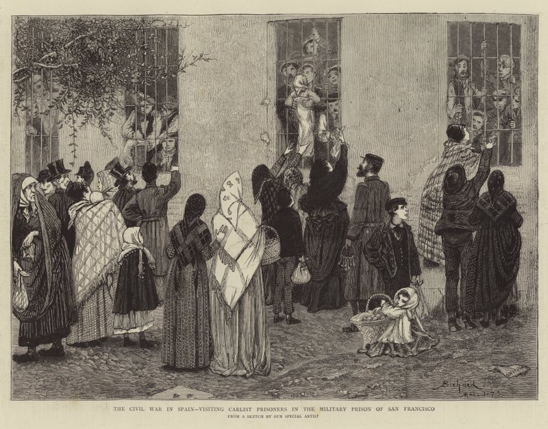 A polgárháború Spanyolországban, Carlist rabok meglátogatása a San Francisco-i katonai börtönben alkotó: Alphonse Adolphe Bichard