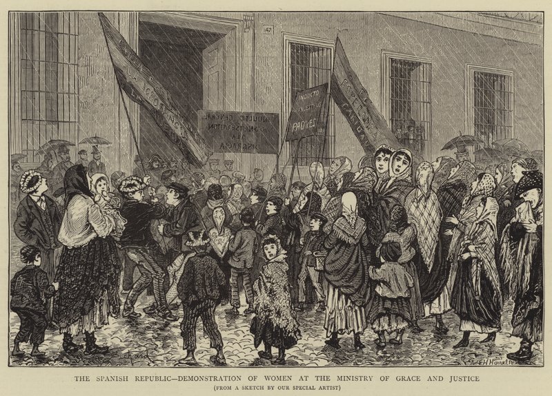 A Spanyol Köztársaság, a nők demonstrációja a kegyelmi és igazságügyi minisztériumban alkotó: Alphonse Adolphe Bichard