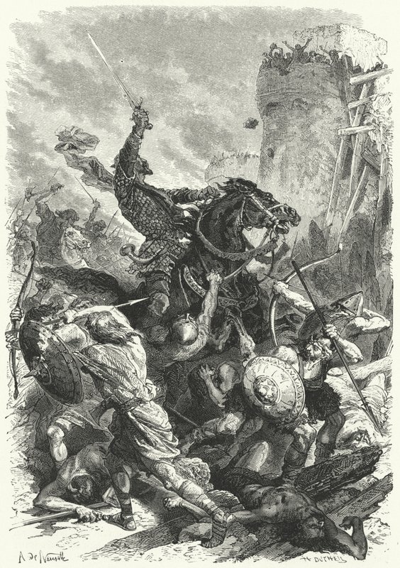 Odo gróf Párizst védi a normannok ellen, 886 (metszet) alkotó: Alphonse Marie de (after) Neuville