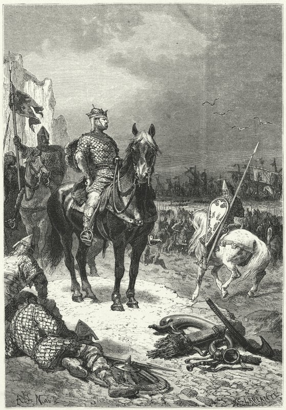 Robert Guiscard normann flottájának partraszállása Szicíliában alkotó: Alphonse Marie de (after) Neuville