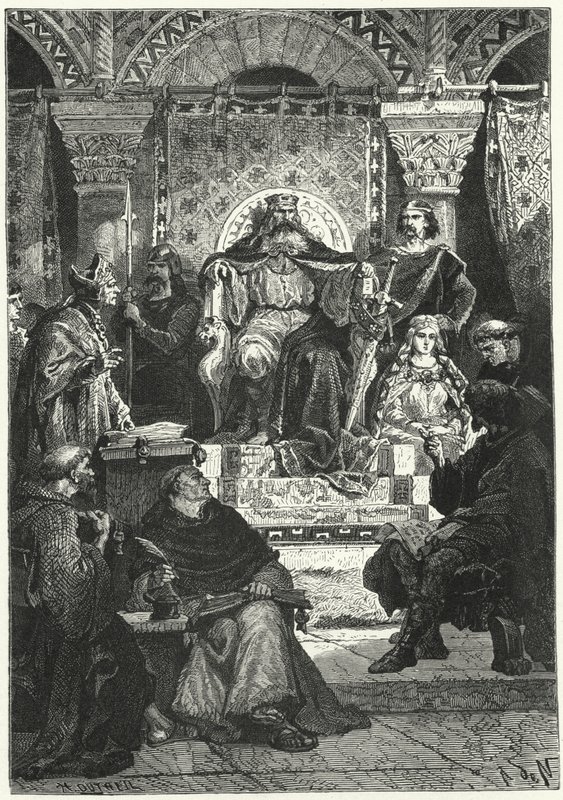 Nagy Károly császár tanácsának ülése (metszet) alkotó: Alphonse Marie de (after) Neuville