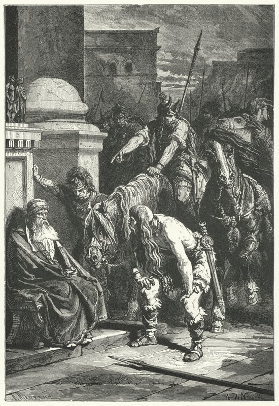 Marcus Papirius római konzul halála Róma gall zsákjában, ie 387 (metszet) alkotó: Alphonse Marie de (after) Neuville