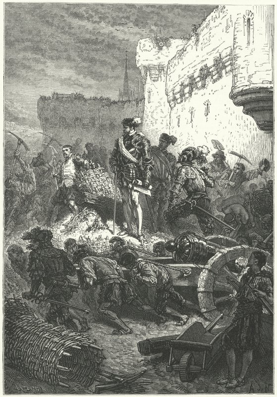 Ferenc, Guise hercege, aki felügyeli Metz védműveinek építését, 1552 alkotó: Alphonse Marie de after Neuville