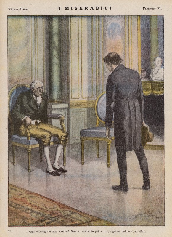 Illusztráció Victor Hugo Les Miserables című művéhez (színes litográfia) alkotó: Ambrogio Lombardi