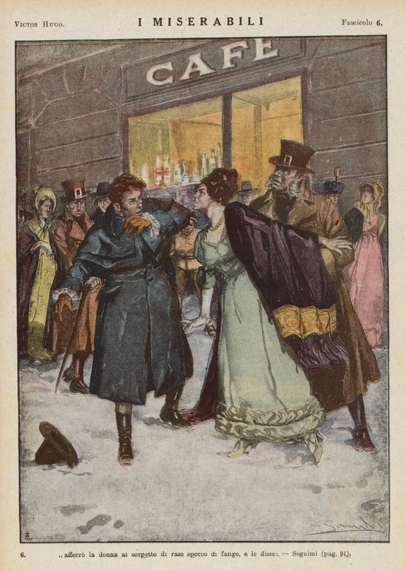 Illusztráció Victor Hugo Les Miserables című művéhez (színes litográfia) alkotó: Ambrogio Lombardi