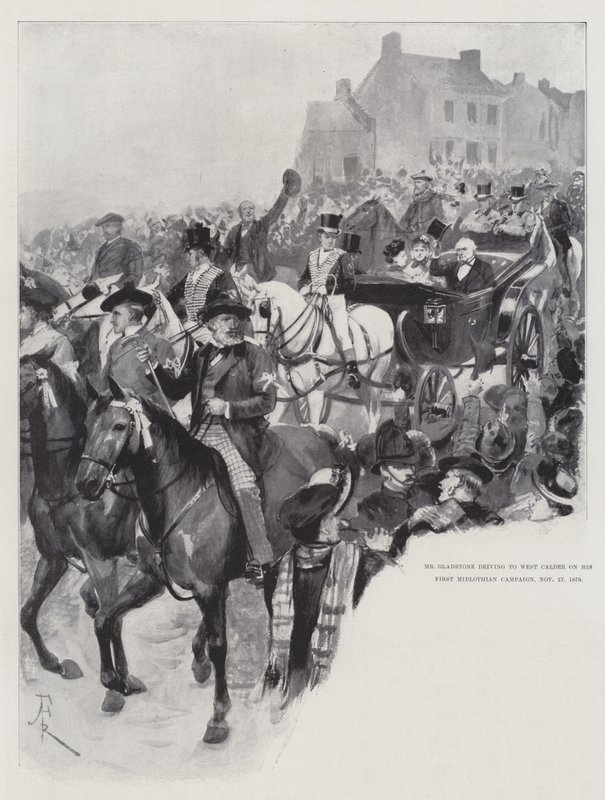Gladstone úr West Calderbe vezet az első midlothi hadjáratában, 1879. november 27. alkotó: Amedee Forestier