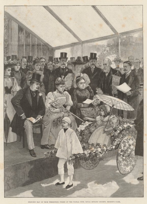 May of Teck hercegnő díjakat ad át a Floral Fete, Royal Botanic Society, Regent