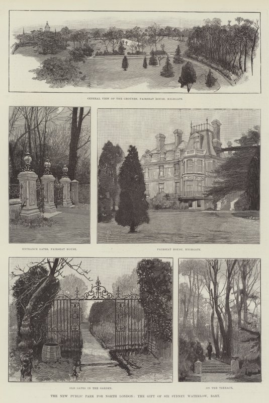 Észak-London új nyilvános parkja, Sir Sydney Waterlow ajándéka, Baronet alkotó: Amedee Forestier