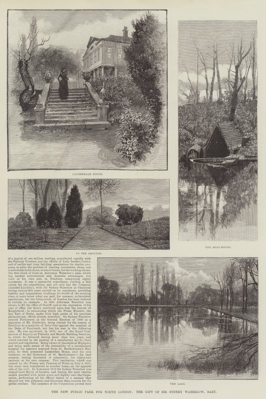 Észak-London új nyilvános parkja, Sir Sydney Waterlow ajándéka, Baronet alkotó: Amedee Forestier
