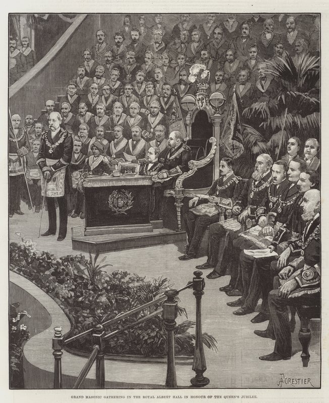 Nagy szabadkőműves találkozó a Royal Albert Hallban a királynő jubileuma tiszteletére alkotó: Amedee Forestier