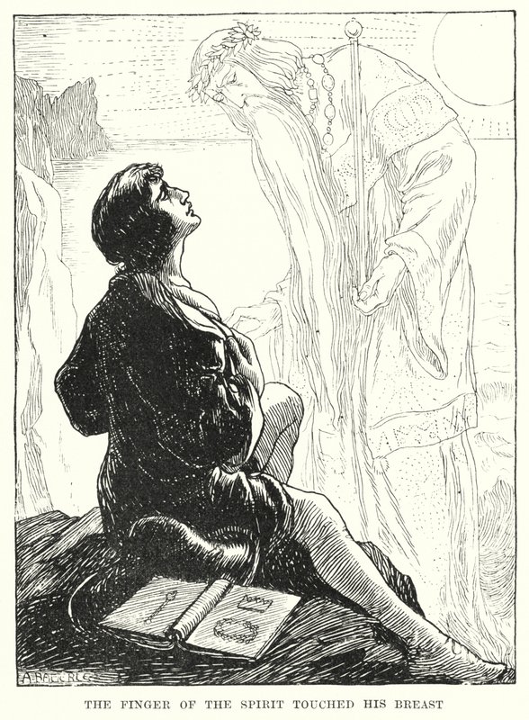 A szellem ujja megérintette a mellét (metszet) alkotó: Amelia M. (attr.to) Bowerley or Bauerle