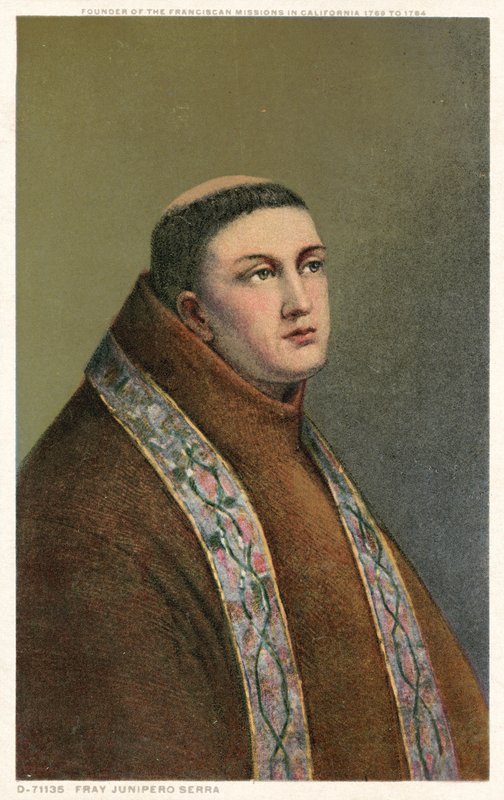 Fray Junipero Serra, a kaliforniai ferences missziók alapítója 1769 és 1784 között alkotó: American School