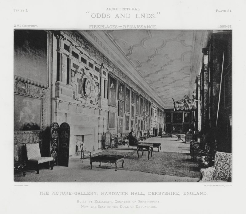 Kandalló: The Picture-Gallery, Hardwick Hall, Derbyshire, Anglia (f/w fotó) alkotó: American Photographer (after)