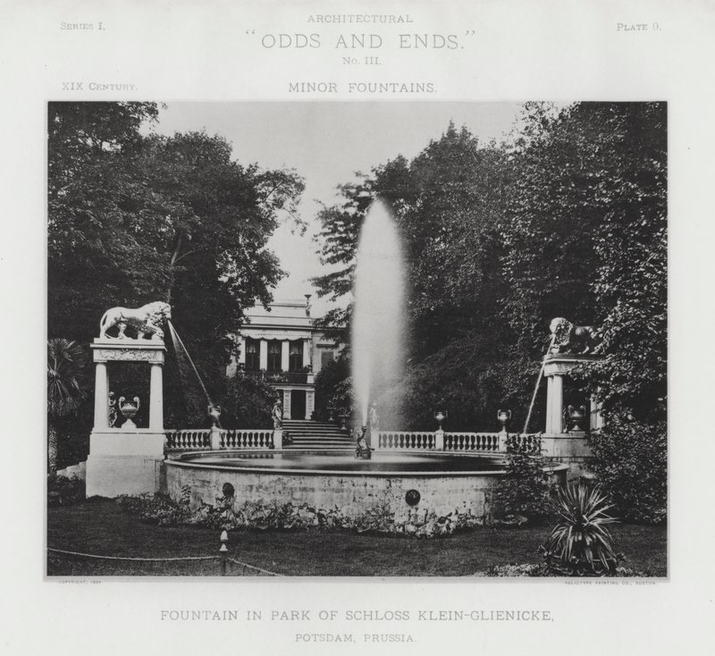 Szökőkút a Schloss Klein-Glienicke parkban, Potsdam, Poroszország (f/w fotó) alkotó: American Photographer (after)