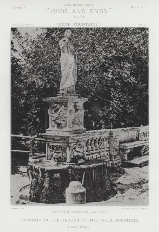 Szökőkút a Villa Borghese kertjében, Róma, Olaszország (f/w fotó) alkotó: American Photographer (after)